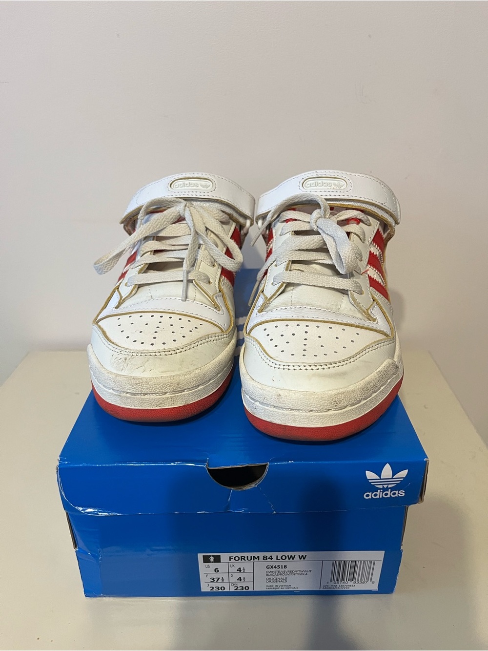 adidas Women’s White & Red Forum Low-Top Sneakers - Picture 4 of 4